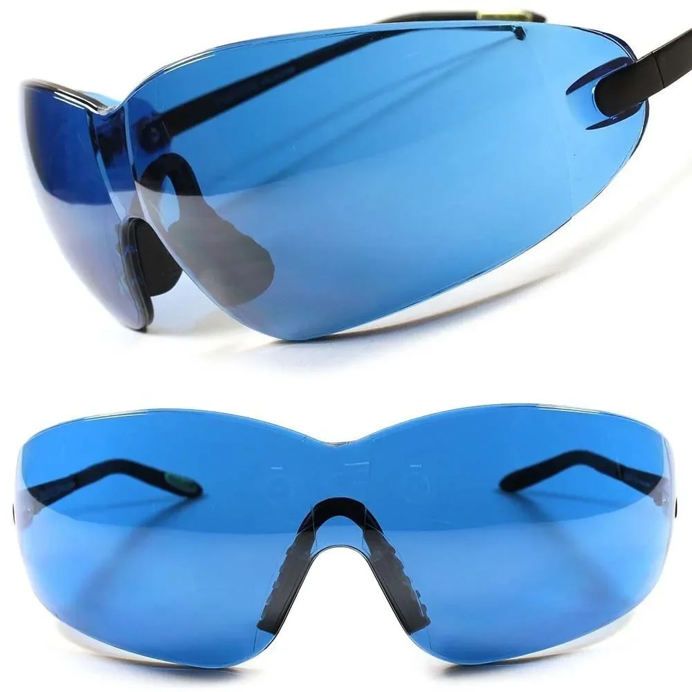 Large Oversized Blue Lens Wrap Motorcycle Riding Biker Stylish Sport Sunglasses